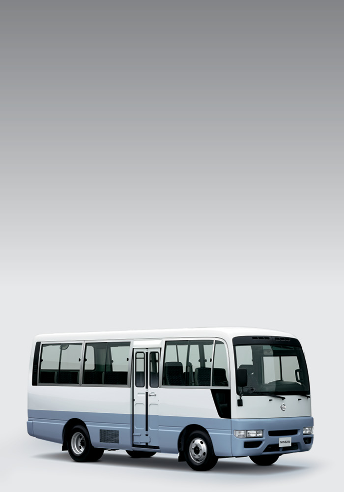 White and Blue Civilian Bus